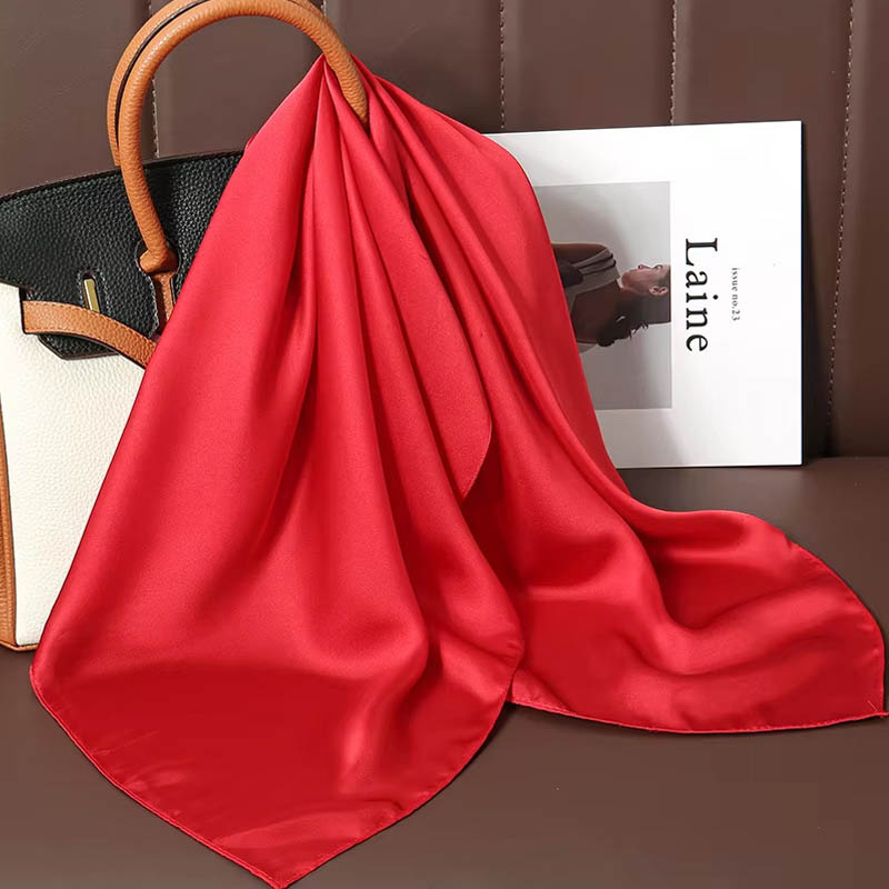 Silk Scarf Square - الفاخرة بلون الحرير وشاح مربع المرأة